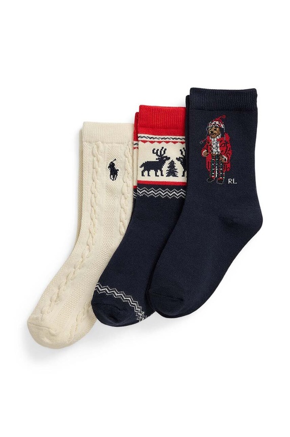 Παιδικές κάλτσες Polo Ralph Lauren 3-pack ψηλές κάλτσες σκούρο μπλε 443958812001