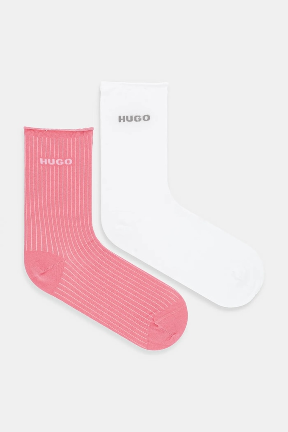 HUGO șosete 2-pack 2P QS FINE RIB CC W sosete lungi roz 50502080