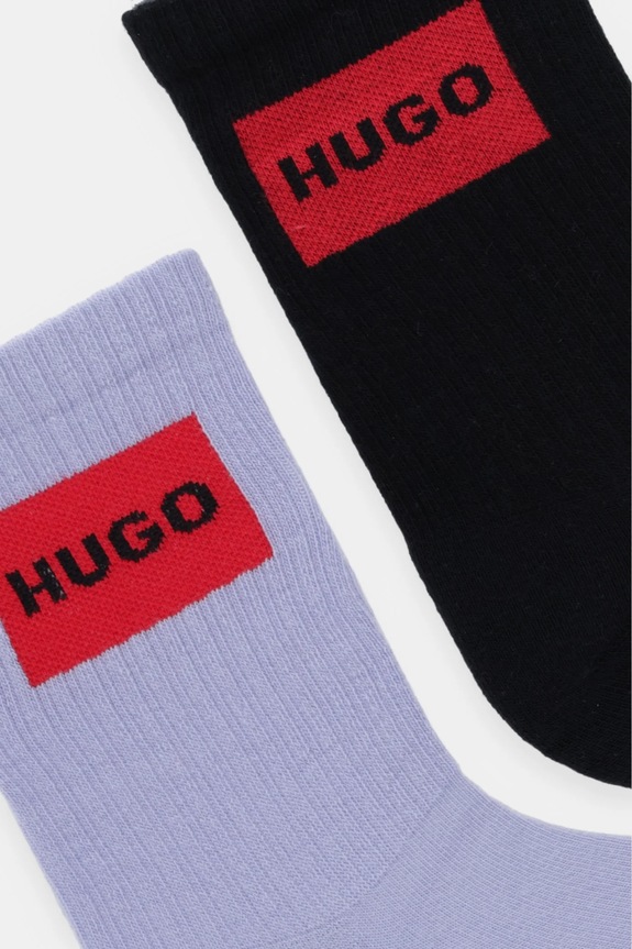HUGO șosete 2-pack 2P QS RIB LABEL CC W 50510661 negru AA00