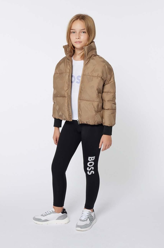 BOSS legginsy dziecięce z elastanem czarny J51100.126.150