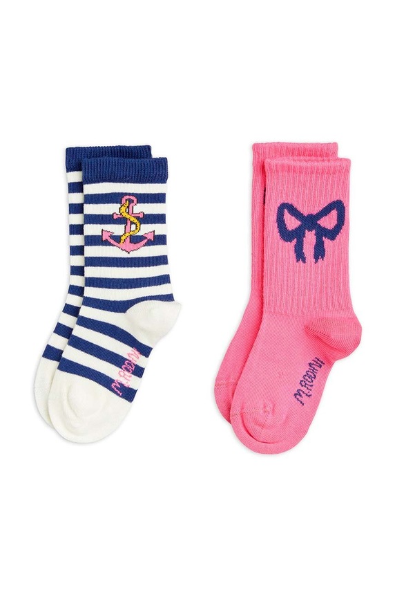 Παιδικές κάλτσες Mini Rodini 2-pack ψηλές κάλτσες ροζ 2466010500