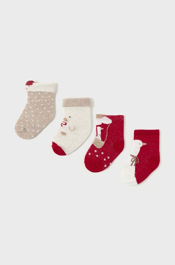 Dětské ponožky Mayoral Newborn 4-pack dlouhé ponožky červená 9762.2G.Newborn.9BYH