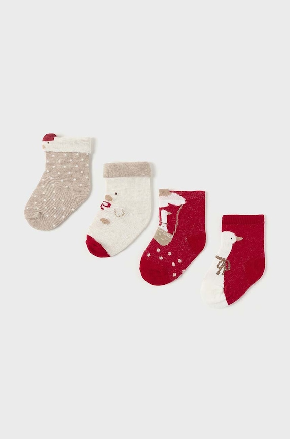 Dětské ponožky Mayoral Newborn 4-pack dlouhé ponožky červená 9762.2G.Newborn.9BYH
