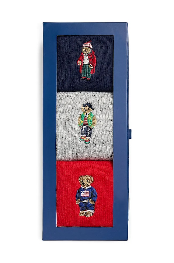Bavlněné ponožky Polo Ralph Lauren 3-pack 449958862 šedá AW24