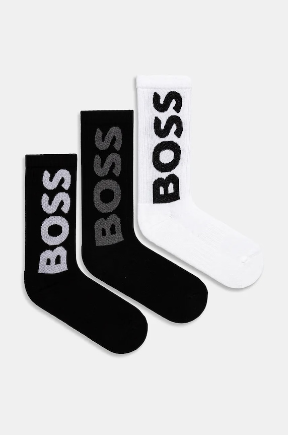 BOSS skarpety męskie 3P QS Rib Logo CC 3-pack skarpetki długie czarny 50524259