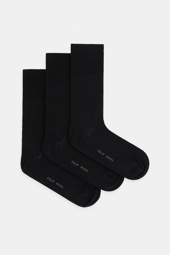 Vunene čarape CDLP 3-pack bez uzorka crna MSO006112303