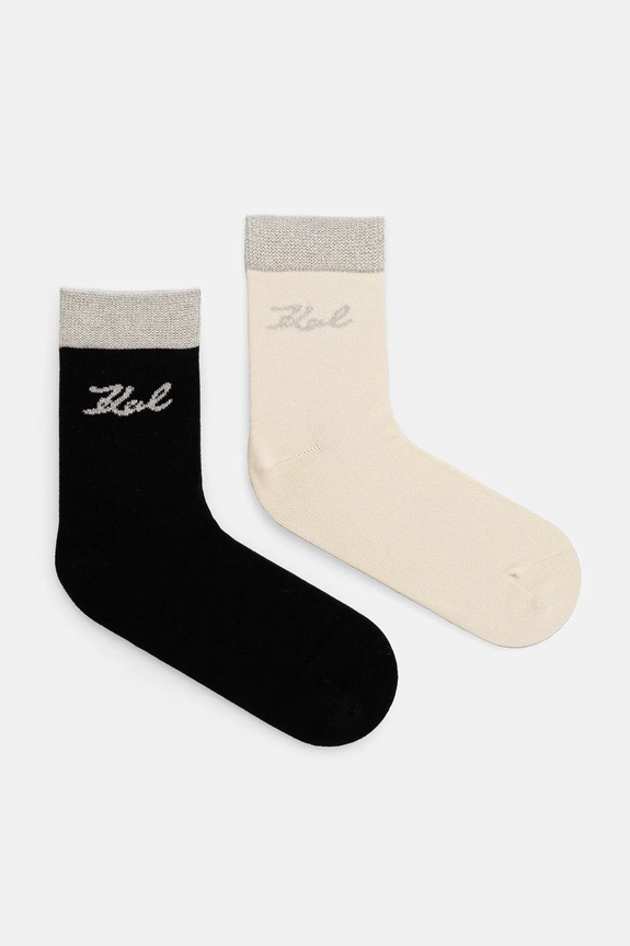 Ponožky Karl Lagerfeld 2-pack dlouhé ponožky černá 246W6001