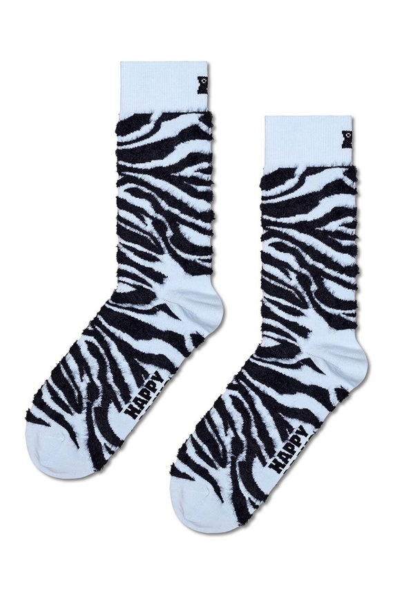 Ponožky Happy Socks Fluffy Zebra Sock dlouhé ponožky modrá P001306