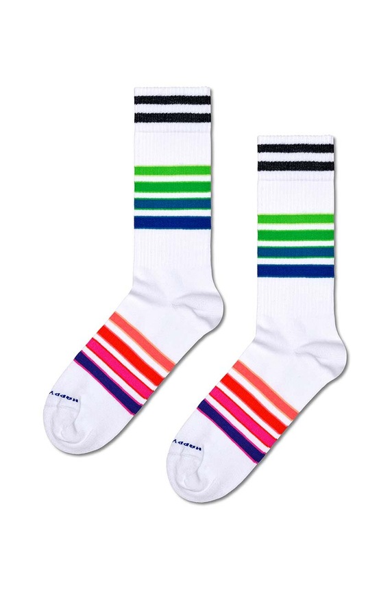 Čarape Happy Socks Street Stripe Sneaker Sock visoke čarape bijela P000708