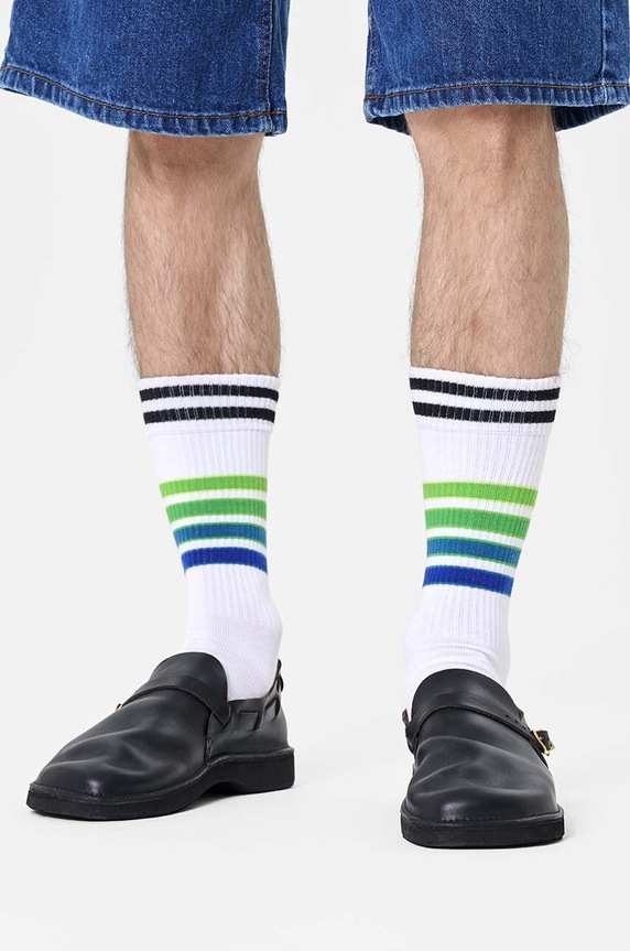 Odjeća Čarape Happy Socks Street Stripe Sneaker Sock P000708 bijela