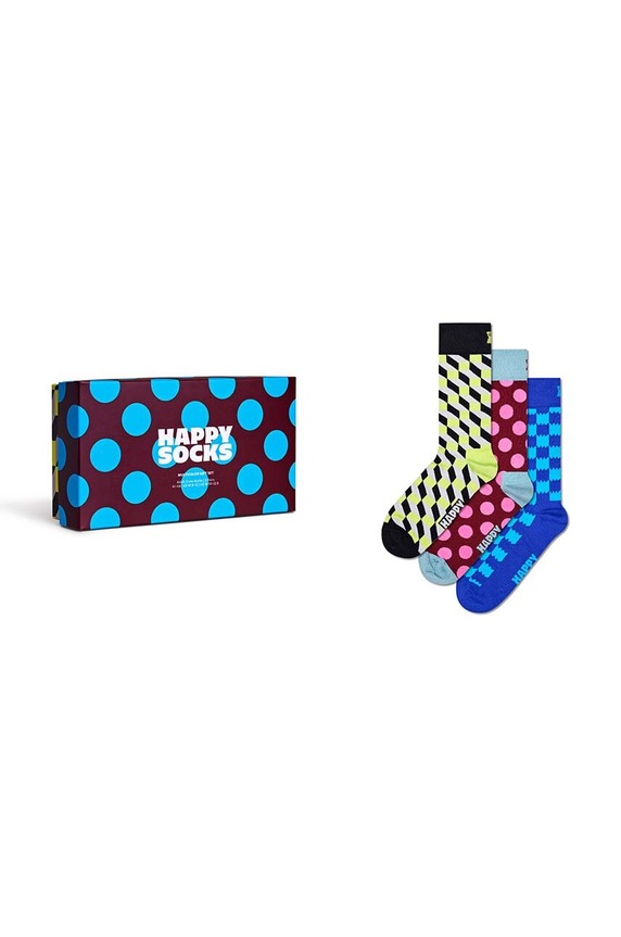 Ponožky Happy Socks 3-Pack Multicolor Gift Set 3-pack dlouhé ponožky vícebarevná P001721