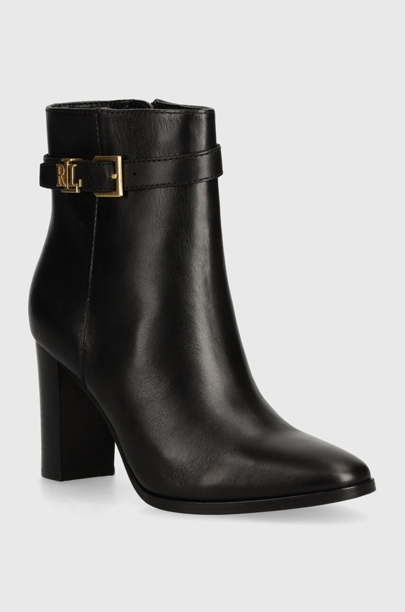 Kožené kotníkové boty Lauren Ralph Lauren Bailey nezateplené černá 802937808001.001