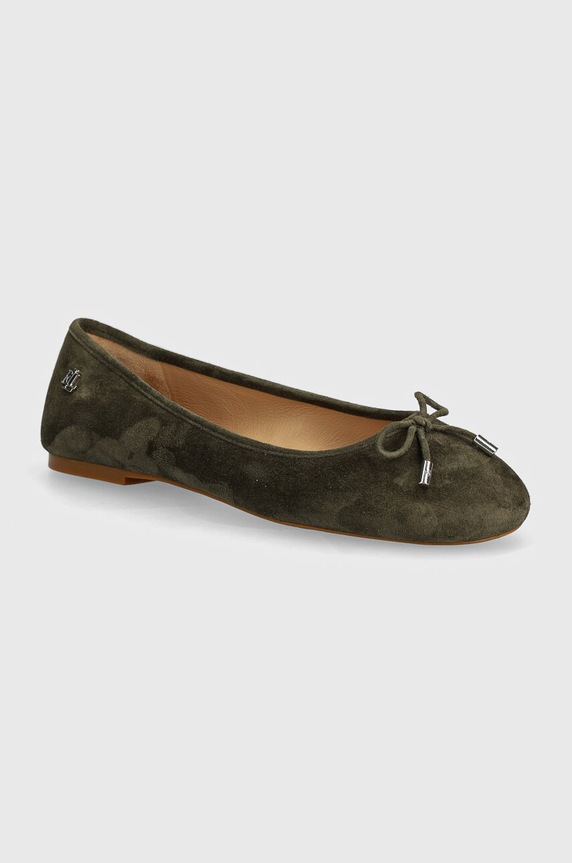 Semišové baleríny Lauren Ralph Lauren Jayna zelená 802943066002.301
