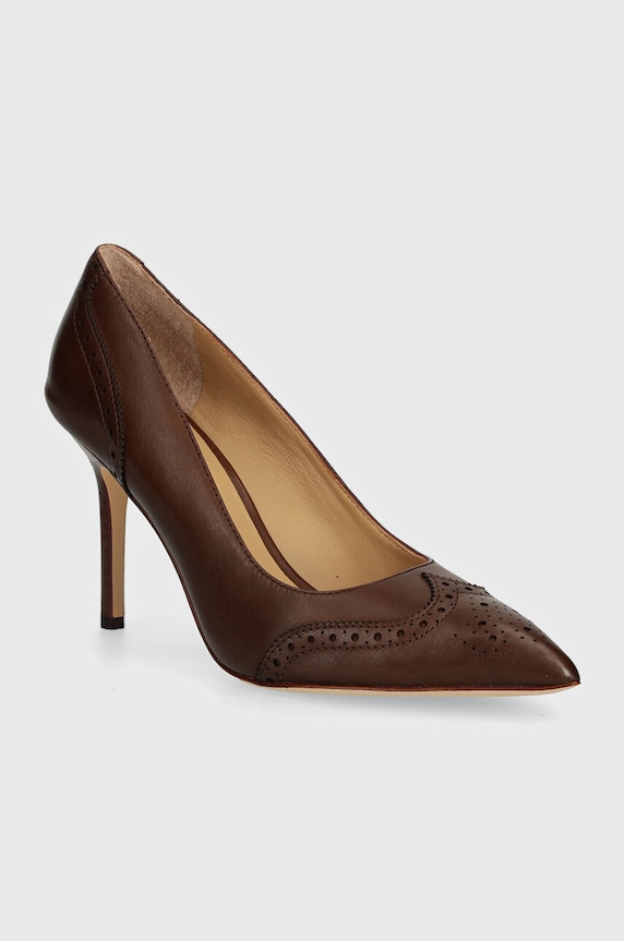 Δερμάτινες γόβες Lauren Ralph Lauren Lynden στιλέτο καφέ 802946161003.200
