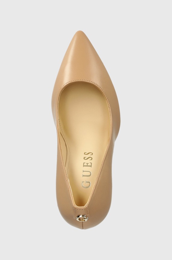 Kožené lodičky Guess GABBEN béžová FLTGAB.LEA08.BEIGE