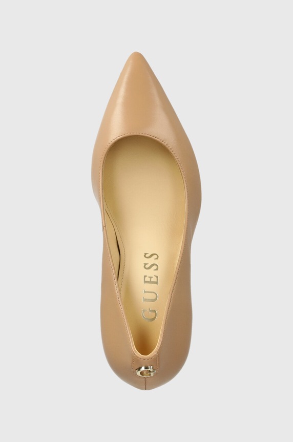 Кожени обувки с тънък ток Guess DABBEY бежов FLTDAB.LEA08.BEIGE