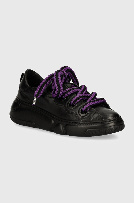 AGL sneakersy skórzane Rope Bubble platforma czarny D938050PGSOFTY0000