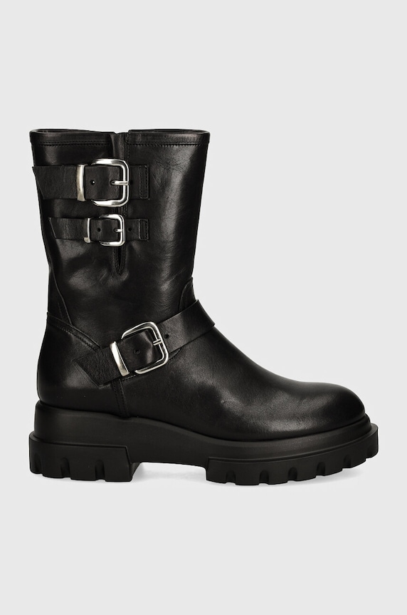 Кожаные полусапожки AGL Chunky Biker D756589PGKA2131013 чёрный AW24