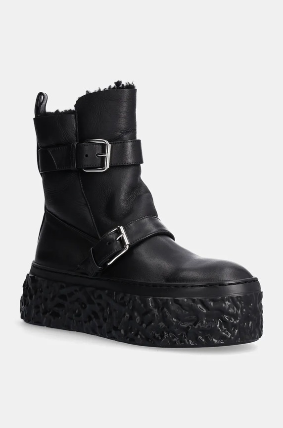 Кожаные полусапожки AGL Magma Biker слегка утеплённая модель чёрный D776507MGK75141013