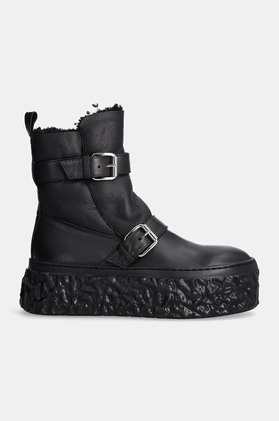 Кожаные полусапожки AGL Magma Biker D776507MGK75141013 чёрный AW24
