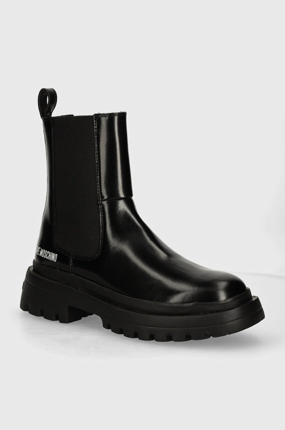 Kožne gležnjače Love Moschino zrnata koža crna JA21035G1LJD0000