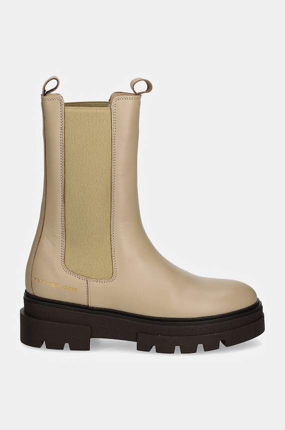 Kožne gležnjače Tommy Hilfiger MONOCHROMATIC CHELSEA BOOT FW0FW06730 bež NC24