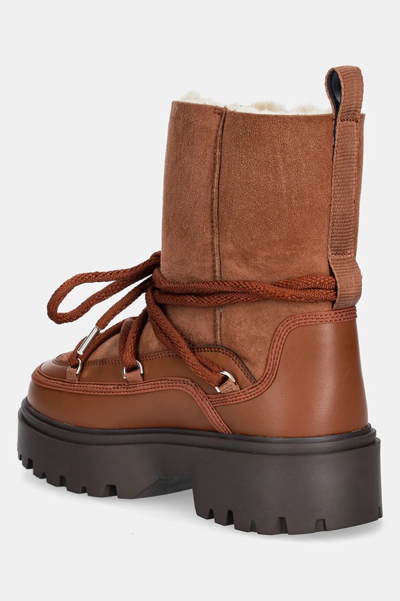 Obuwie Tommy Hilfiger śniegowce REAL SHEARLING LACE-UP SNOWBOOT FW0FW08085 brązowy