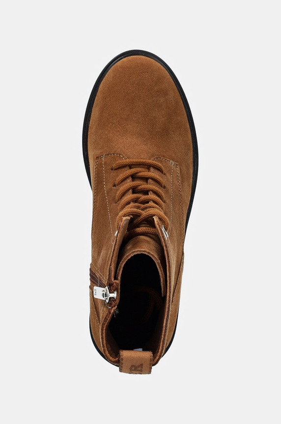 Tommy Hilfiger stivaletti alla caviglia in camoscio SUEDE MID HEEL LACEUP LOGOTAPE marrone FW0FW08090