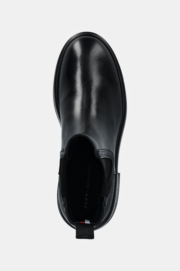 Tommy Hilfiger ghete chelsea de piele MINIMAL LEATHER CHELSEA LOGOTAPE negru FW0FW08095