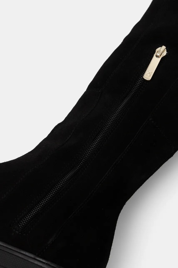 Semišové čižmy Tommy Hilfiger SUEDE OVER-THE-KNEE BOOT čierna FW0FW08159