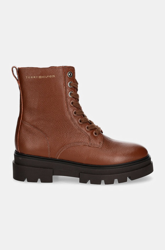 Kožne gležnjače Tommy Hilfiger BICOLOR LEATHER LACE-UP FW0FW08160 smeđa NC24
