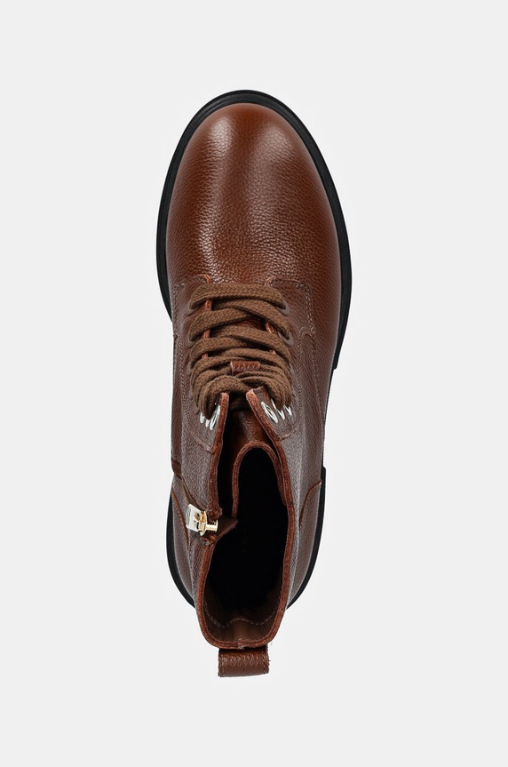 Kožne gležnjače Tommy Hilfiger BICOLOR LEATHER LACE-UP smeđa FW0FW08160