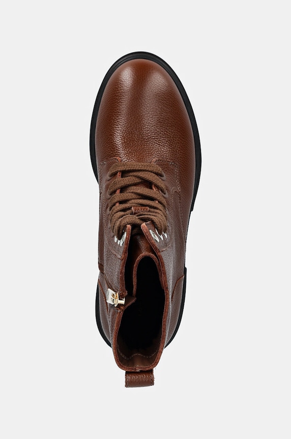Kožne gležnjače Tommy Hilfiger BICOLOR LEATHER LACE-UP smeđa FW0FW08160