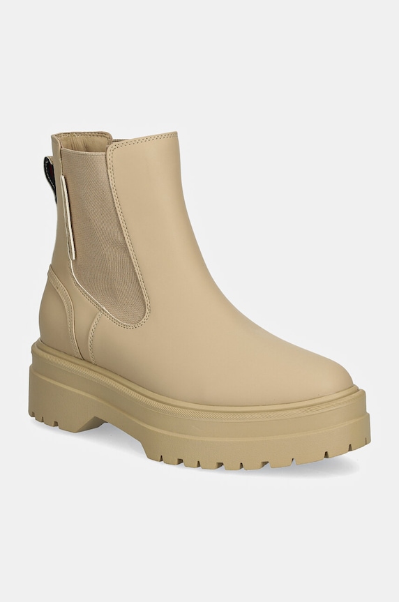 Topánky chelsea Tommy Hilfiger RUBBERISED CHELSEA TL plochý béžová FW0FW08162