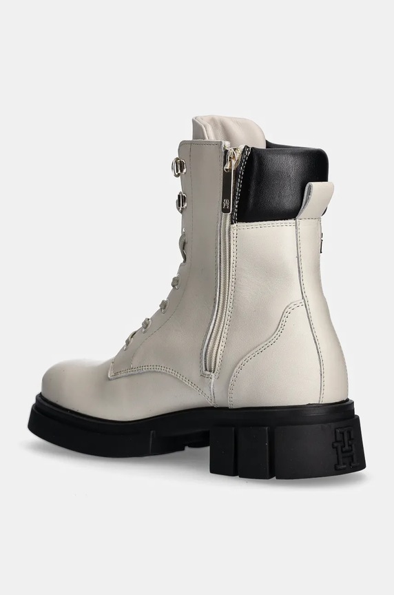 Încălțăminte Tommy Hilfiger bocanci de piele LACE-UP BIKER LEATHER FW0FW08167 alb