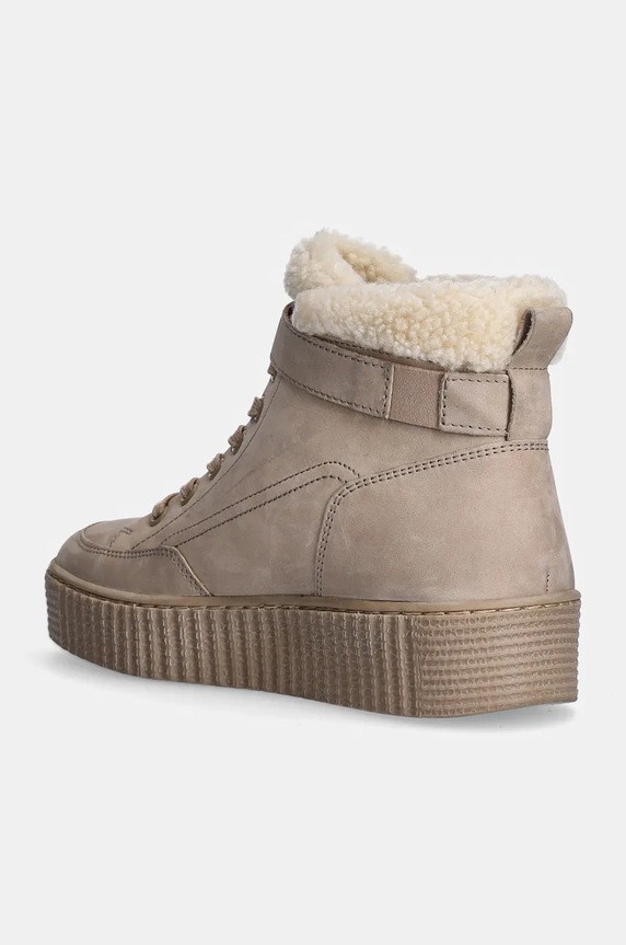 Obuća Gležnječe od brušene kože Tommy Hilfiger FAUX FUR NUBUCK LOW LACE-UP FW0FW08172 bež