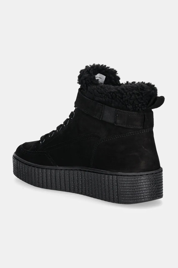 Încălțăminte Tommy Hilfiger botine din piele întoarsă FAUX FUR NUBUCK LOW LACE-UP FW0FW08172 negru