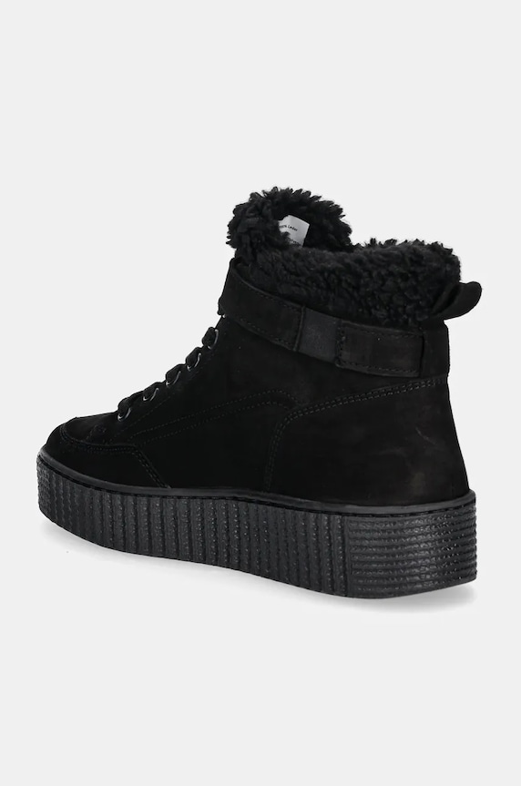 Încălțăminte Tommy Hilfiger botine din piele întoarsă FAUX FUR NUBUCK LOW LACE-UP FW0FW08172 negru