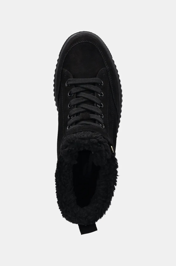 Tommy Hilfiger botine din piele întoarsă FAUX FUR NUBUCK LOW LACE-UP negru FW0FW08172