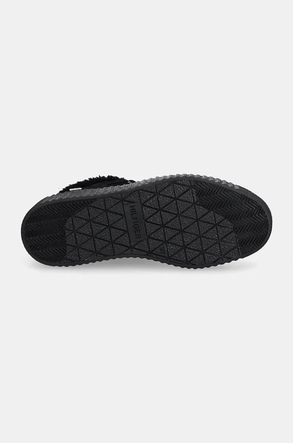Tommy Hilfiger botine din piele întoarsă FAUX FUR NUBUCK LOW LACE-UP FW0FW08172 negru