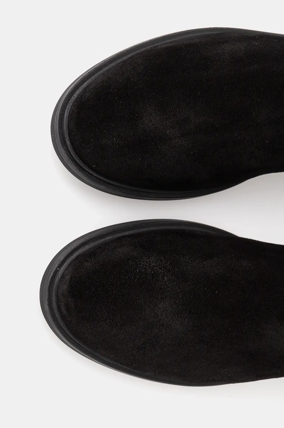Semišové čižmy Tommy Hilfiger FLAG SUEDE LONG BOOT ZIP FW0FW08178