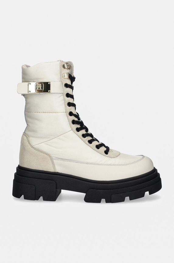Tommy Hilfiger bokacsizma BIKER LEATHER MIX LACE-UP FW0FW08246 fehér NC24