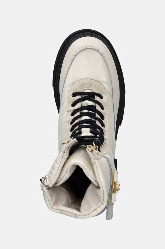 Tommy Hilfiger bokacsizma BIKER LEATHER MIX LACE-UP fehér FW0FW08246