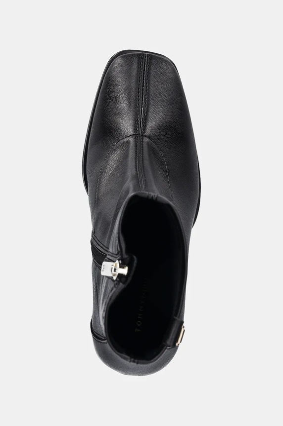 Členkové topánky Tommy Hilfiger PARTY LEATHER SOCK HEEL BOOTIE čierna FW0FW08250