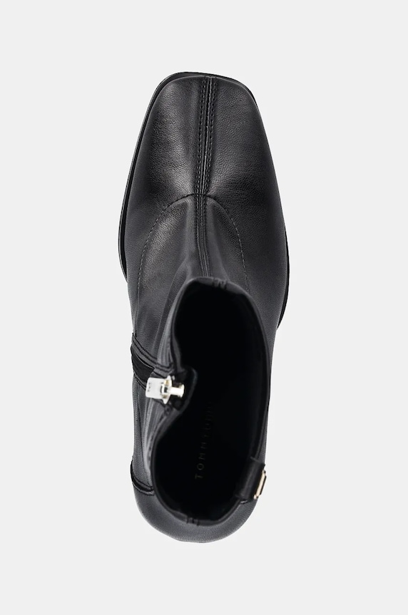 Členkové topánky Tommy Hilfiger PARTY LEATHER SOCK HEEL BOOTIE čierna FW0FW08250