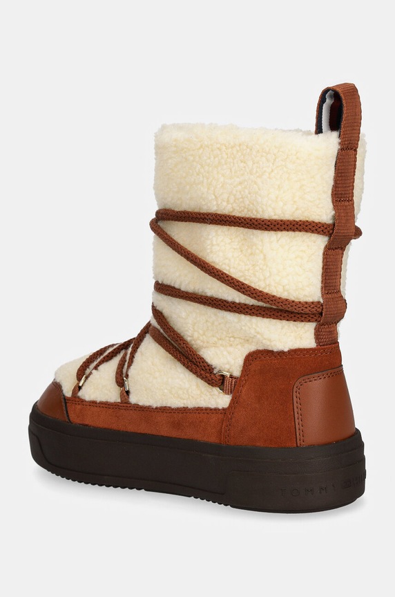 Παπούτσια Μπότες χιονιού Tommy Hilfiger LACE-UP FAUX SHEARLING SNOWBOOT FW0FW08252 καφέ