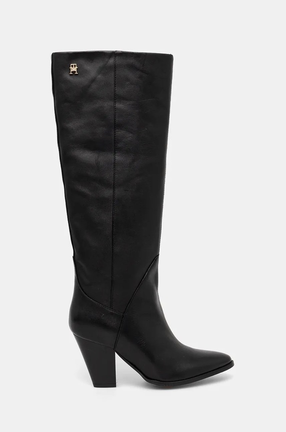 Tommy Hilfiger stivali HIGH COWBOY HEEL BOOT LEATHER FW0FW08296 nero NC24