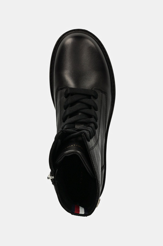Kožené workery Tommy Hilfiger CHIC MID HEEL LEATHER LACE-UP černá FW0FW08305