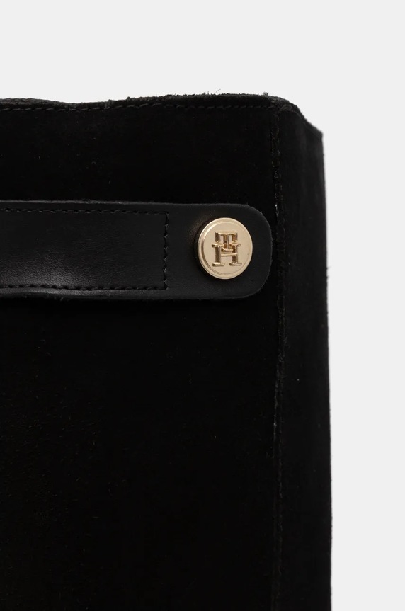 Obuwie Tommy Hilfiger kozaki skórzane TH STUD LEATHER MIX LONG BOOT FW0FW08341 czarny