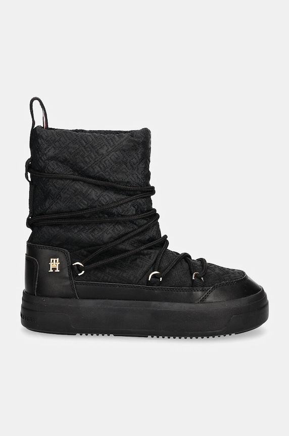Μπότες χιονιού Tommy Hilfiger LACE-UP MONOGRAM SNOWBOOT FW0FW08430 μαύρο NC24